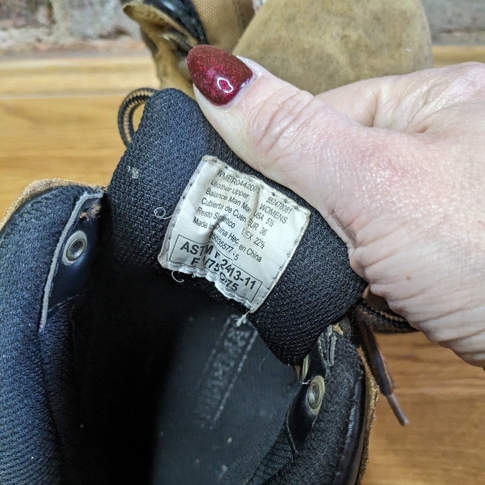 Brahmin Size 5.5 Brown Leather Waterproof Steel Toe Work Boots - Picture 4 of 8
